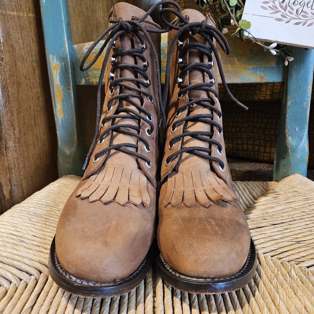 Dan Post Women's Round Toe Lace-Up Ropers, Khaki - Size 7M - Picture 4 of 8